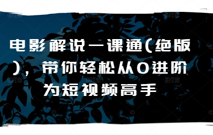 电影解说一课通(绝版)，带你轻松从0进阶为短视频高手-第一精品资源库