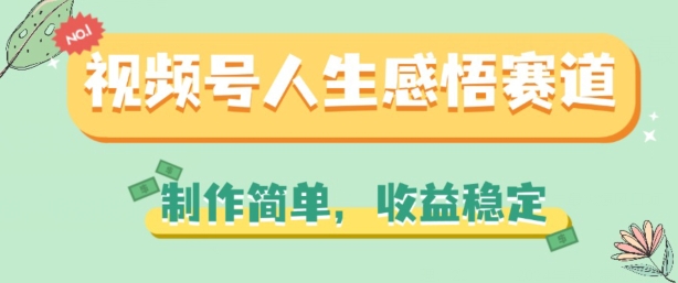 视频号人生感悟赛道，制作简单，收益稳定【揭秘】-第一精品资源库