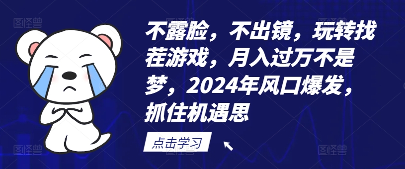 不露脸，不出镜，玩转找茬游戏，月入过万不是梦，2024年风口爆发，抓住机遇【揭秘】-第一精品资源库