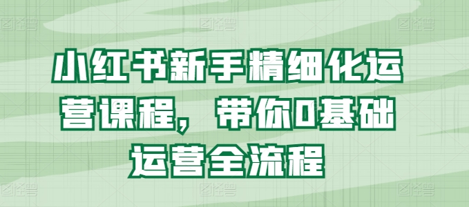 小红书新手精细化运营课程，带你0基础运营全流程-第一精品资源库