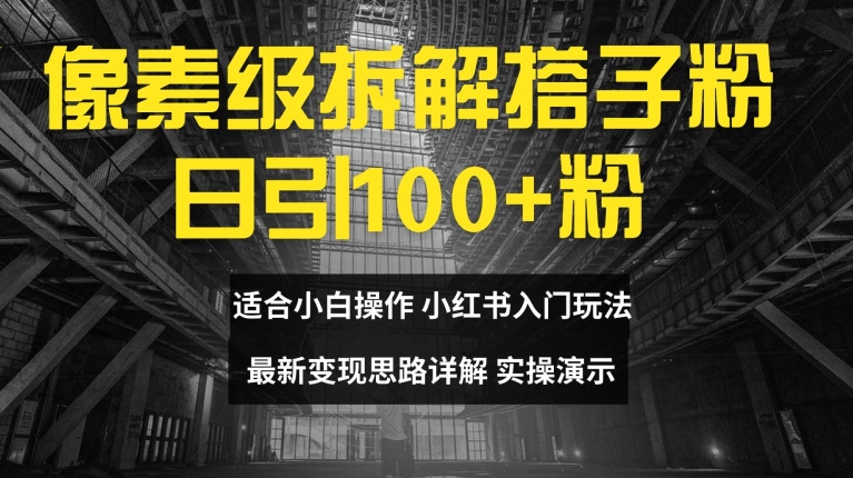 像素级拆解搭子粉，日引100+，小白看完可上手，最新变现思路详解【揭秘】-第一精品资源库