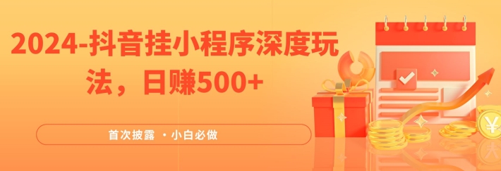 2024全网首次披露，抖音挂小程序深度玩法，日赚500+，简单、稳定，带渠道收入，小白必做【揭秘】-第一精品资源库