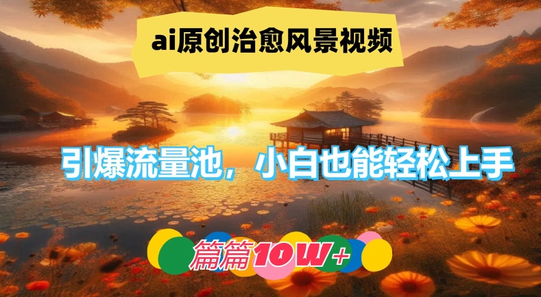 ai原创治愈风景视频，引爆流量池，小白也能轻松上手，篇篇10w+【揭秘】-第一精品资源库