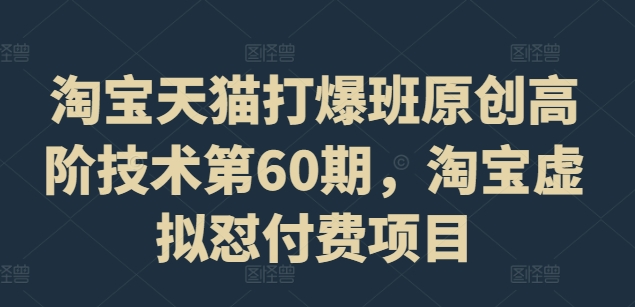 淘宝天猫打爆班原创高阶技术第60期，淘宝虚拟怼付费项目-第一精品资源库
