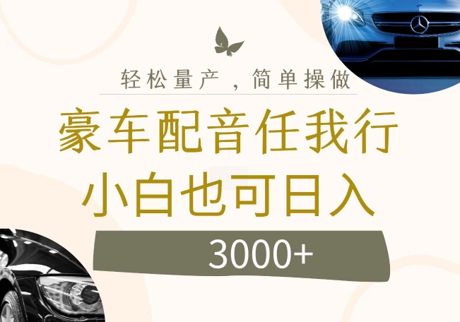 不为人知的暴力小项目，豪车配音，日入几张【揭秘】-第一精品资源库