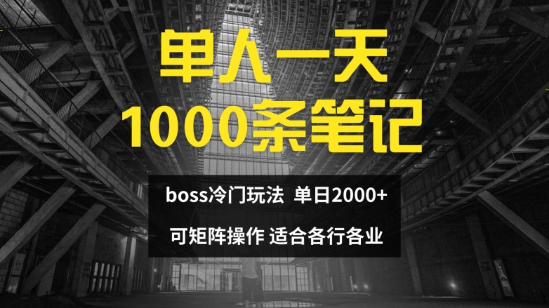 单人一天1000条笔记，日入2000+，BOSS直聘的正确玩法【揭秘】-第一精品资源库