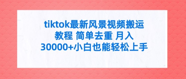 tiktok最新风景视频搬运教程 简单去重 月入3W+小白也能轻松上手【揭秘】-第一精品资源库