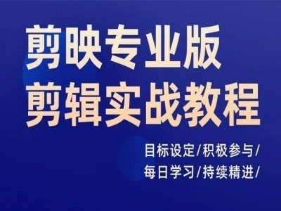 剪映专业版剪辑实战教程，目标设定/积极参与/每日学习/持续精进-第一精品资源库
