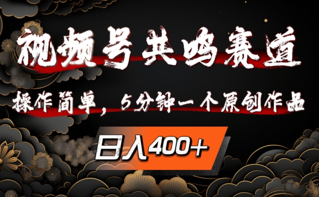 视频号共鸣赛道，操作简单，5分钟1个原创作品，日入几张【揭秘】-第一精品资源库