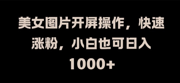 美女图片开屏操作，快速涨粉，小白也可日入1k【揭秘】-第一精品资源库
