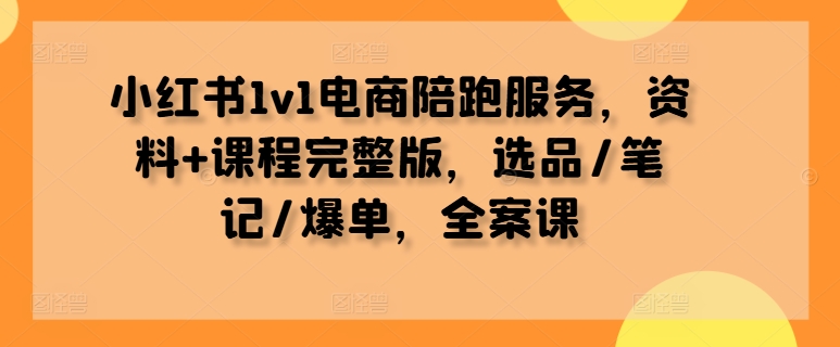 小红书1v1电商陪跑服务，资料+课程完整版，选品/笔记/爆单，全案课-第一精品资源库