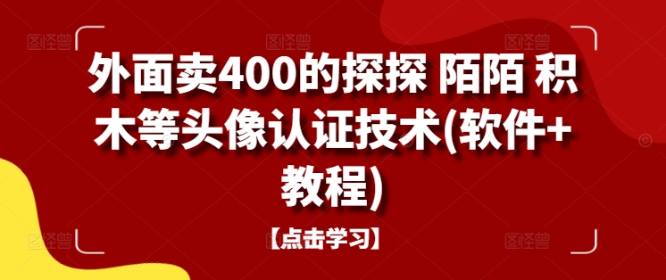 外面卖400的探探 陌陌 积木等头像认证技术(软件+教程)-第一精品资源库