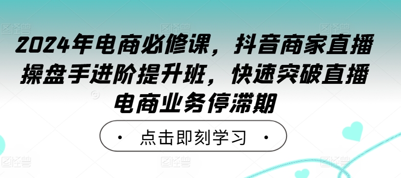 2024年电商必修课，抖音商家直播操盘手进阶提升班，快速突破直播电商业务停滞期-第一精品资源库