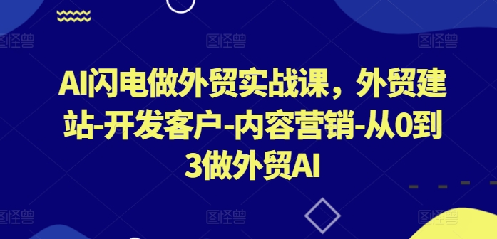 AI闪电做外贸实战课，​外贸建站-开发客户-内容营销-从0到3做外贸AI（更新）-第一精品资源库