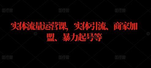 实体流量运营课，实体引流、商家加盟、暴力起号等-第一精品资源库