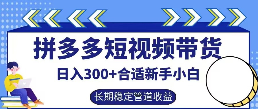 拼多多短视频带货日入300+有长期稳定被动收益，合适新手小白【揭秘】-第一精品资源库