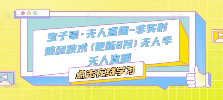 宝子哥·无人直播-非实时防风技术(更新9月)无人半无人直播-第一精品资源库