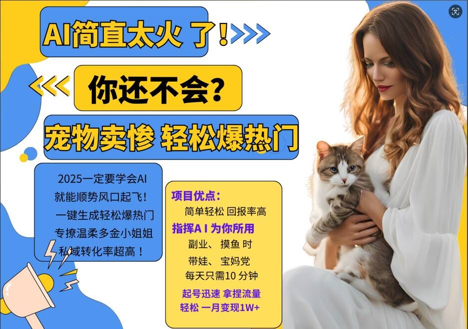 小红书AI宠物卖惨打工项目，一键生成轻松爆热门，专撩温柔多金小姐姐，私域转化率超高-第一精品资源库