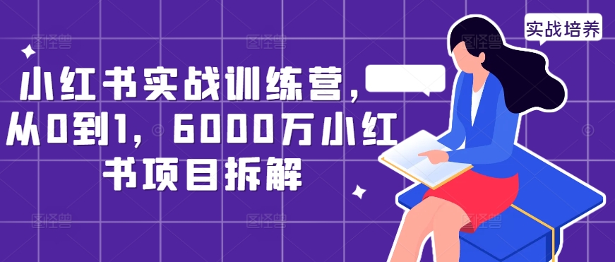 小红书实战训练营，从0到1，6000万小红书项目拆解-第一精品资源库
