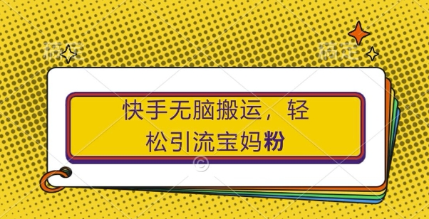 快手无脑搬运，轻松引流宝妈粉，纯小白轻松上手【揭秘】-第一精品资源库