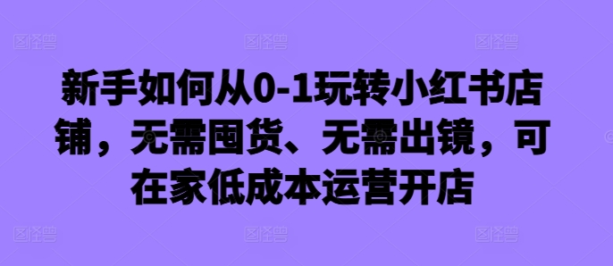 新手如何从0-1玩转小红书店铺，无需囤货、无需出镜，可在家低成本运营开店-第一精品资源库