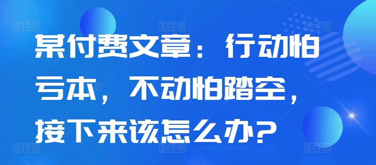 某付费文章：行动怕亏本，不动怕踏空，接下来该怎么办?-第一精品资源库
