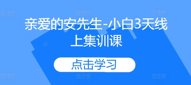 亲爱的安先生-小白3天线上集训课-第一精品资源库