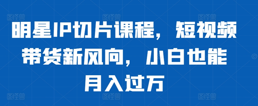 明星IP切片课程，短视频带货新风向，小白也能月入过万-第一精品资源库