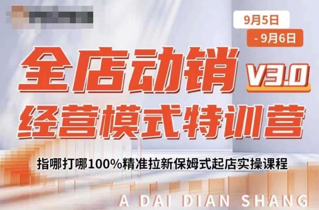 全店动销经营模式特训营，指哪打哪100%精准拉新保姆式起店实操课程-第一精品资源库