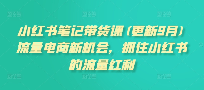 小红书笔记带货课(更新10月)流量电商新机会，抓住小红书的流量红利-第一精品资源库