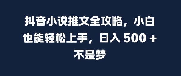 抖音小说推文全攻略，小白也能轻松上手，日入 5张+ 不是梦【揭秘】-第一精品资源库